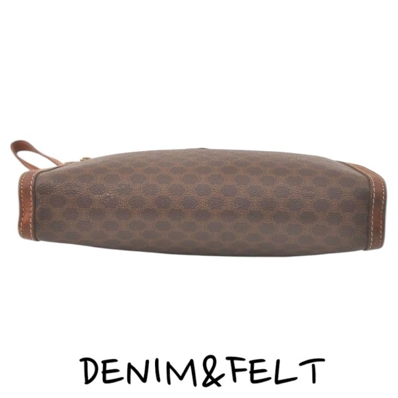 CELINE Brown Macadam Blason Pattern PVC/Leather Hand Bag/Clutch/Cosmetic Bag 🤎 - Picture 8 of 16